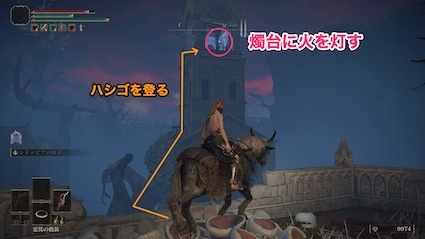 燭台に火を灯す