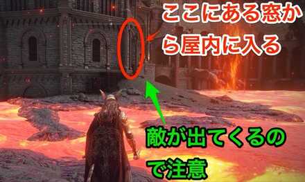 窓から屋内に入る