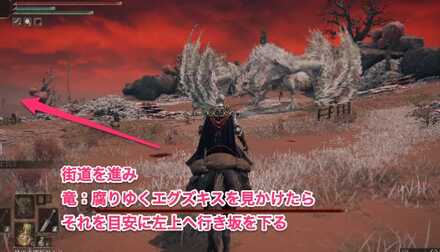 腐りゆくエグズキスを目安に左側へ