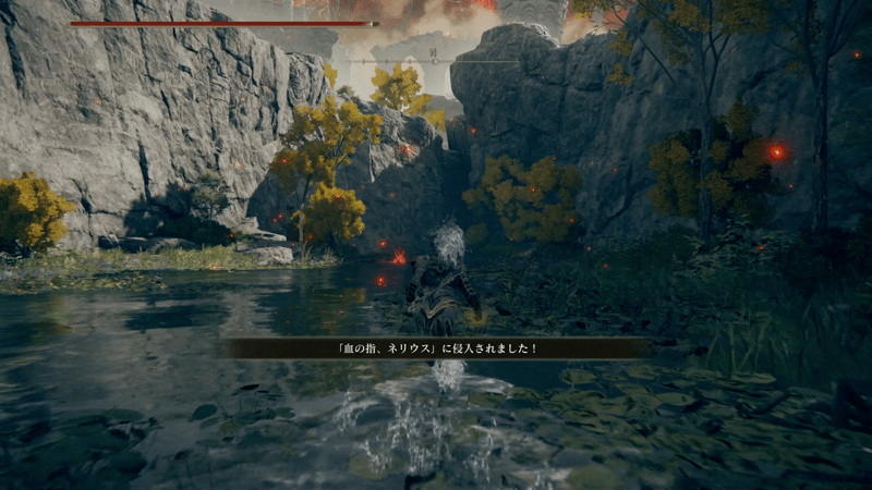 曇り川の洞窟の近くでユラと共闘する