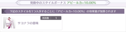 特定のスタイルを所持しているとアピール力上昇