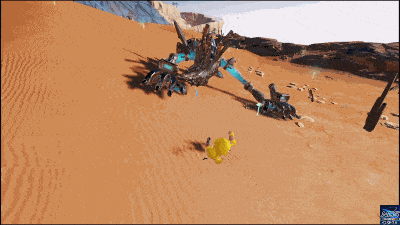 サンドナグルスのパンチ後の砂