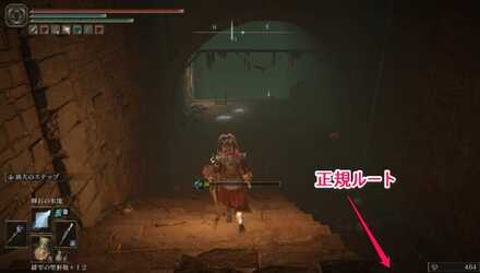 忌み捨ての地下：ミランダがいるエリアの階段を降り、手前側へ進むと正規ルート