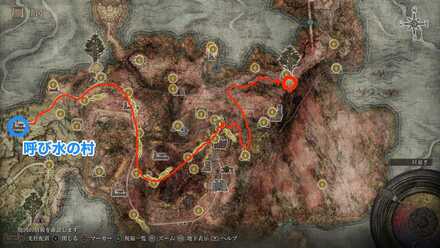 岩棘の割れ雫のマップ