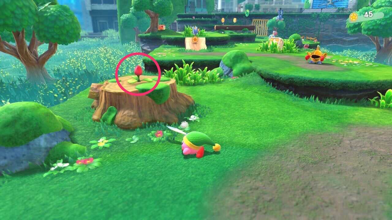 コース上の切り株の上