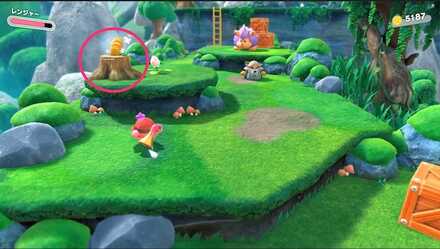 エリア序盤の白い花の隣（パン）