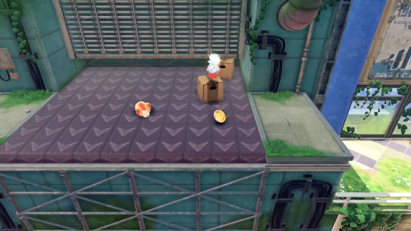 ベルトコンベアの箱の中