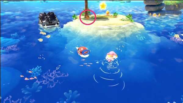 エリア移動直前のヤシの木の下