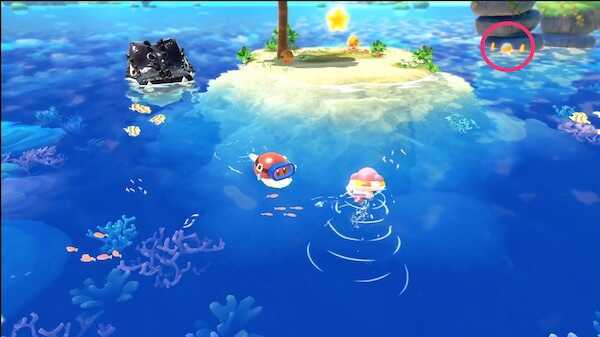 エリア移動直前の右奥の海の上