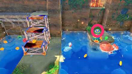 スイッチを踏んで足場出現させる