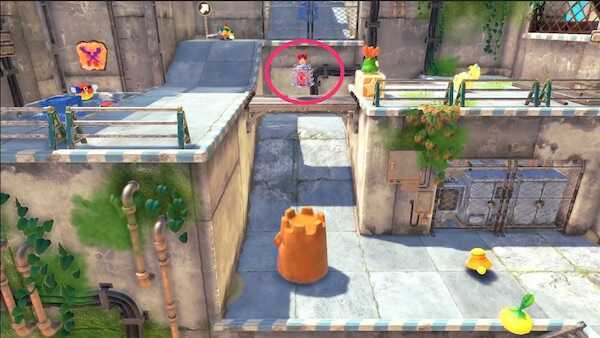 中ボス撃破後に通る鉄橋の上