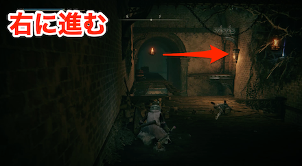 足場をジャンプしながら左に進む