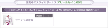 特定のスタイルを所持しているとアピール力上昇