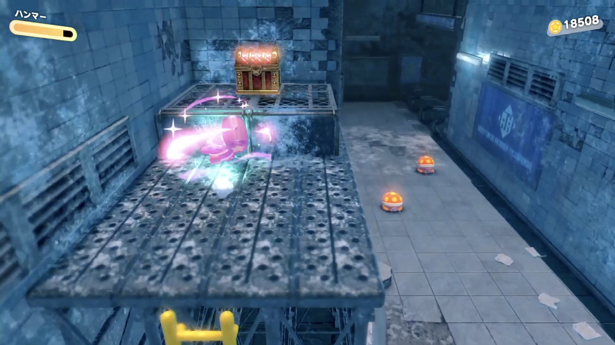 改札を抜けた先にあるはしごの上