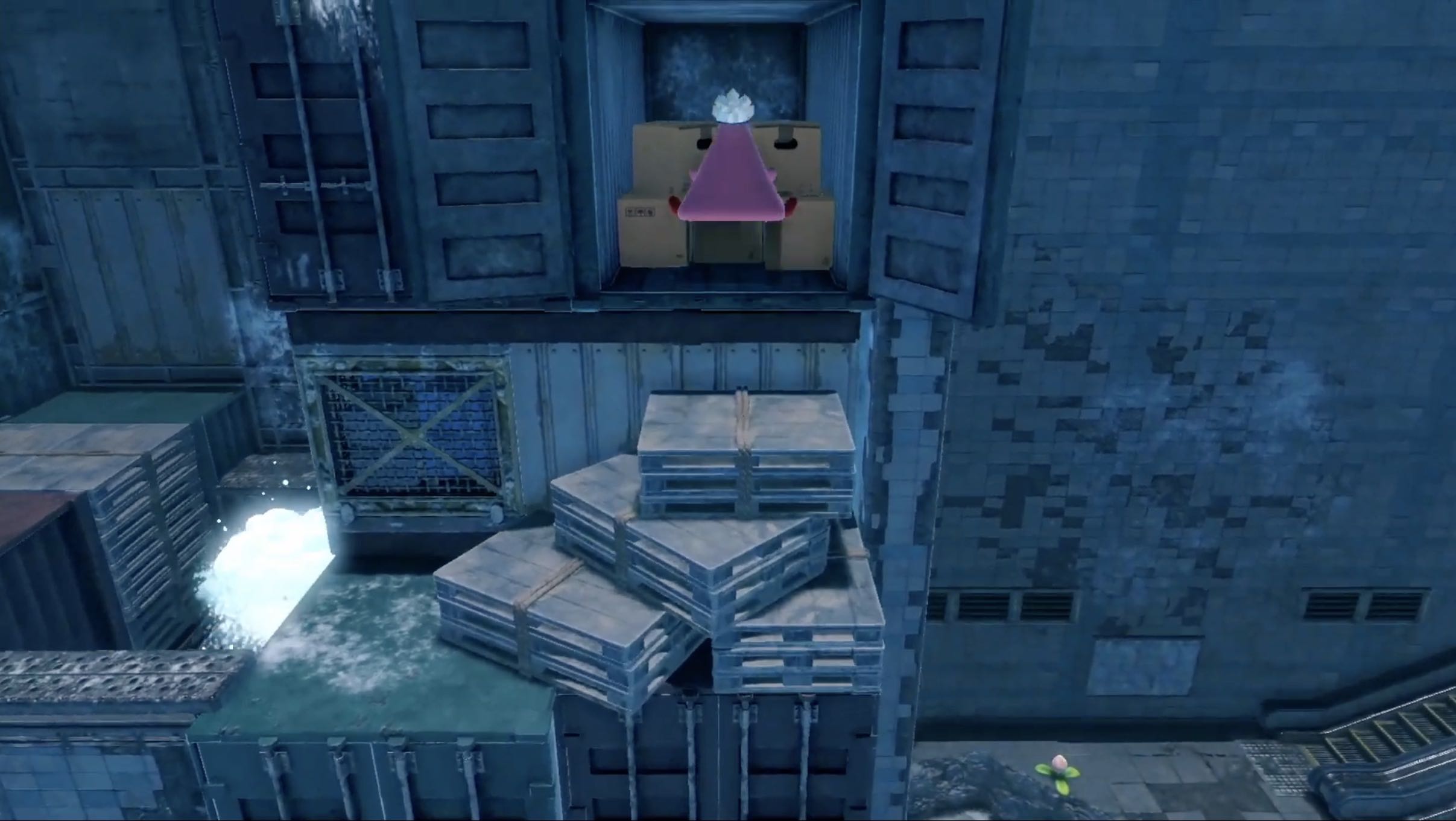 動く壁の最上部