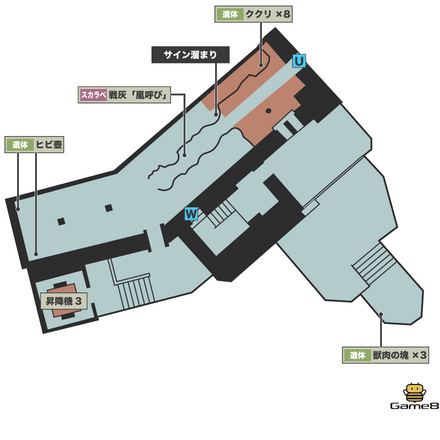 昇降機上の部屋1のマップ