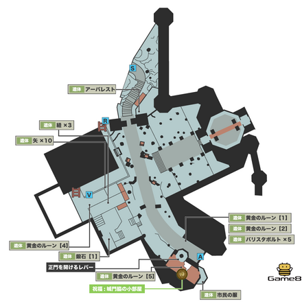 中庭南側のマップ