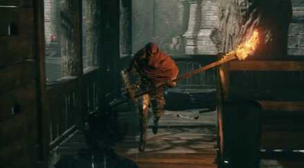 ポールトーチを落とす流刑兵