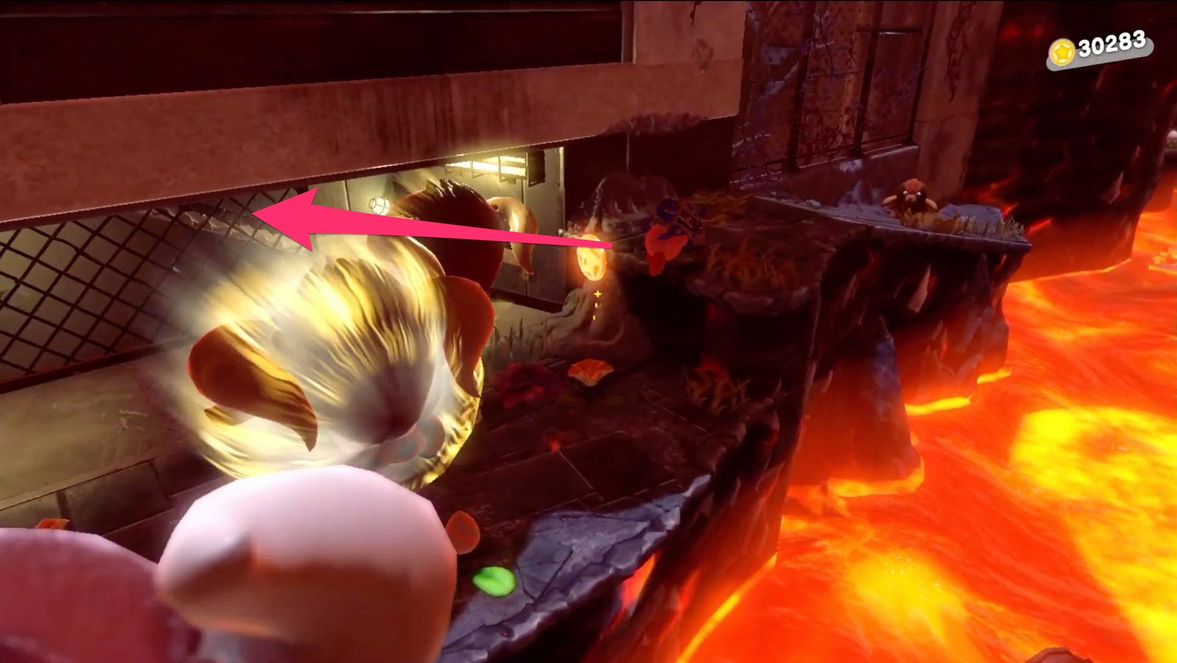 牛の雑魚がいる後ろの階段を登る