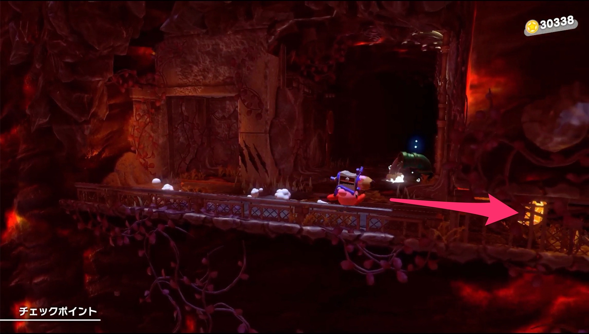 隠し部屋の出口右にあるコインに沿って進む