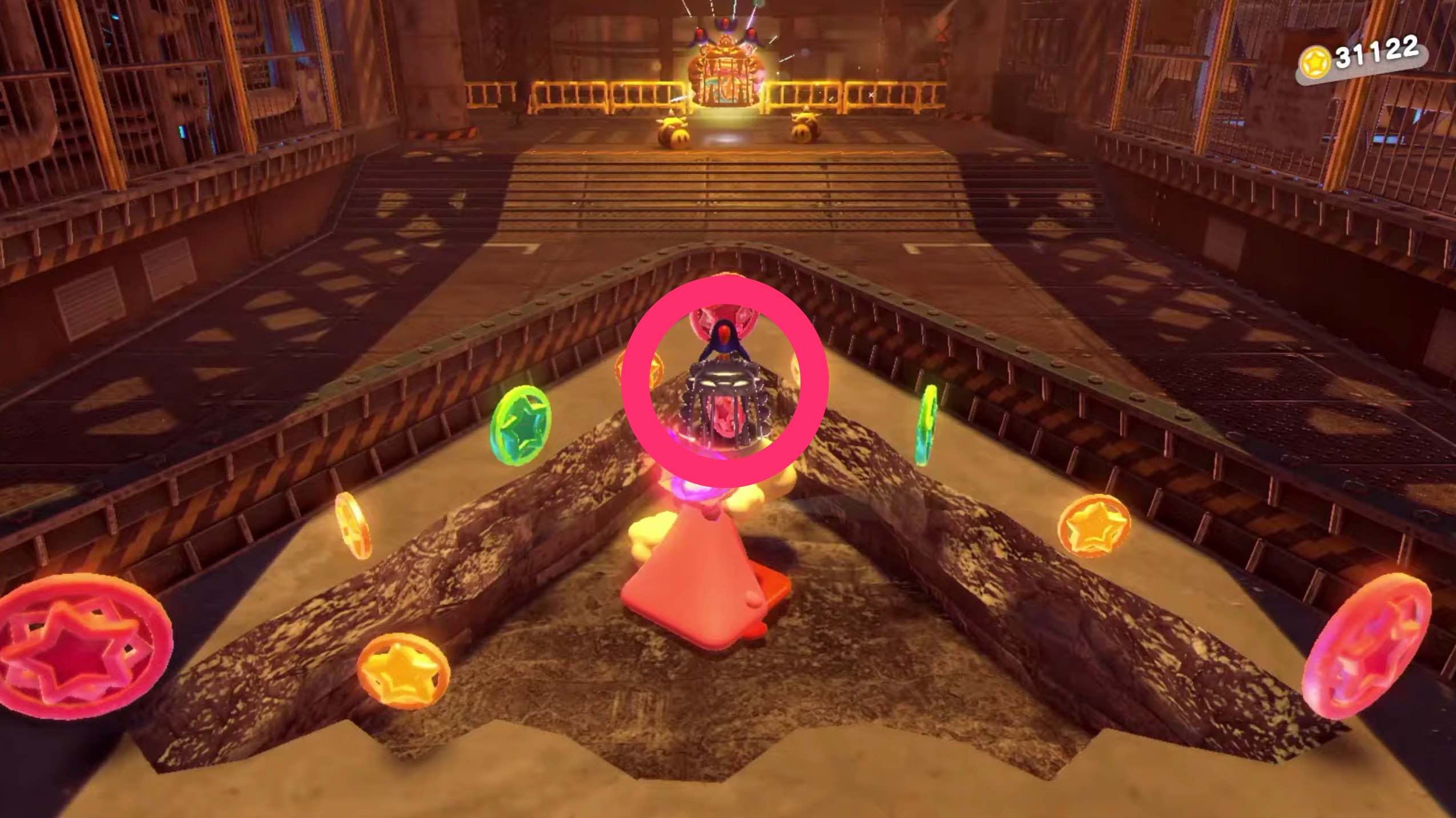 ゴール手前のひび割れた床の下