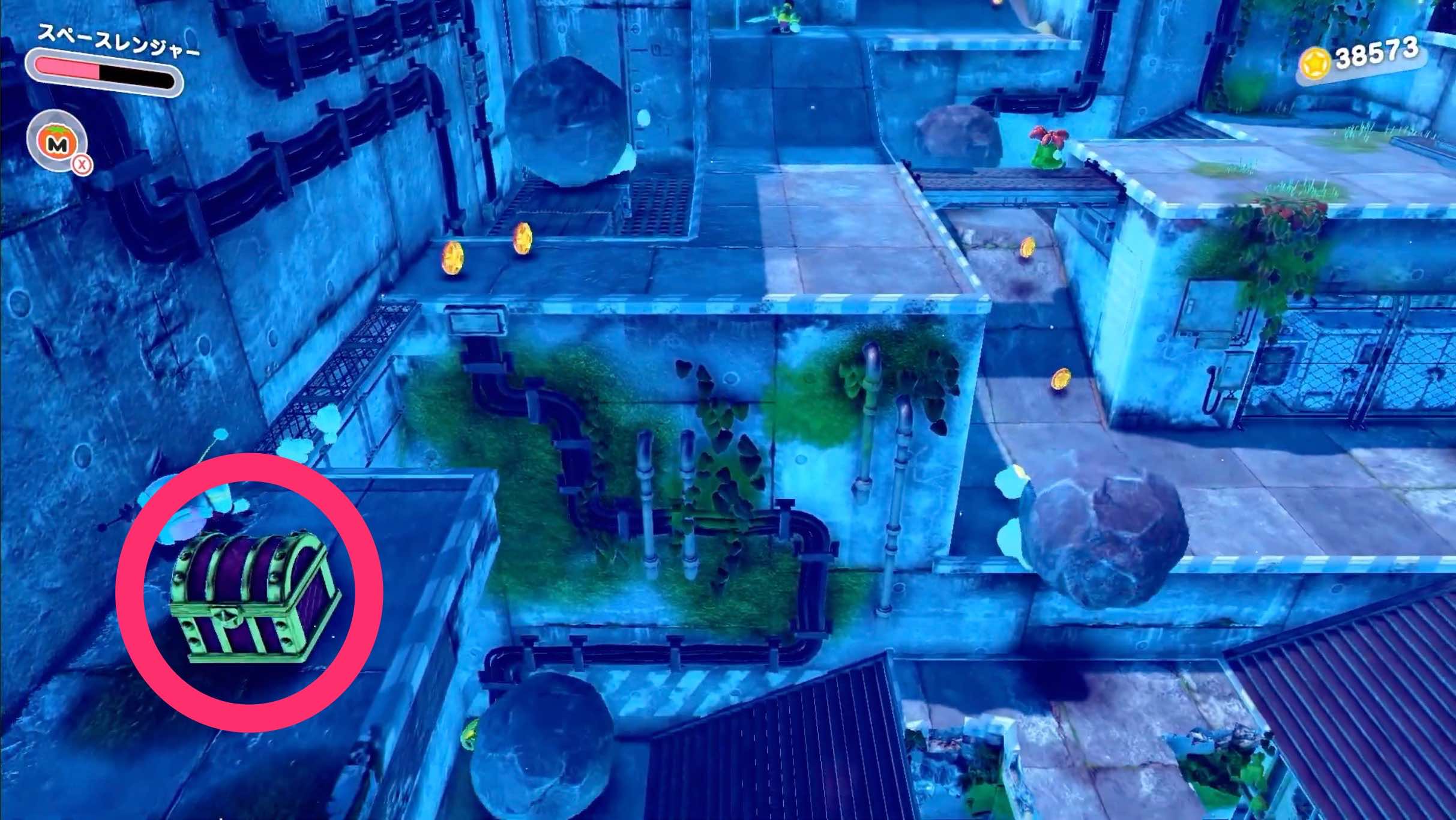 下の細道へ進んだ先にある宝箱を開ける