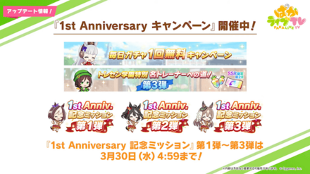 1stアニバーサリーキャンペーン開催中