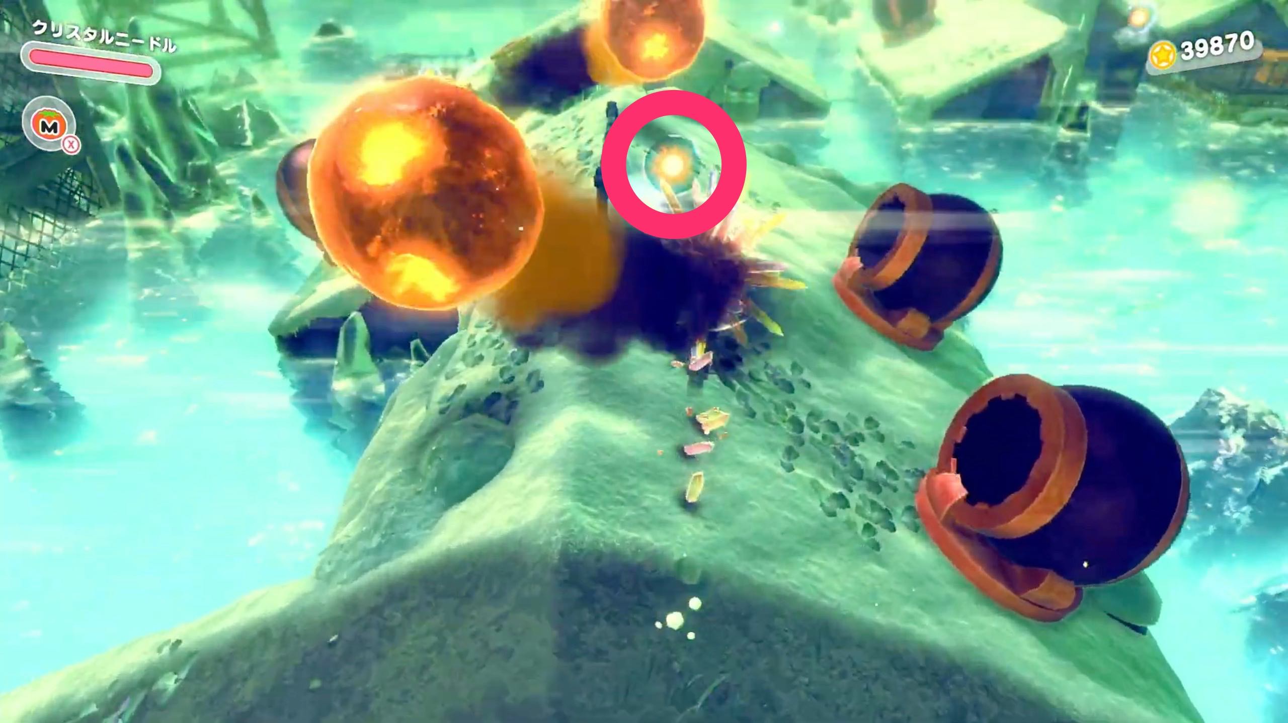 エリア序盤の3つの大砲がある場所