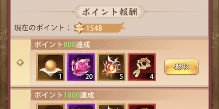 試練ポイント達成報酬