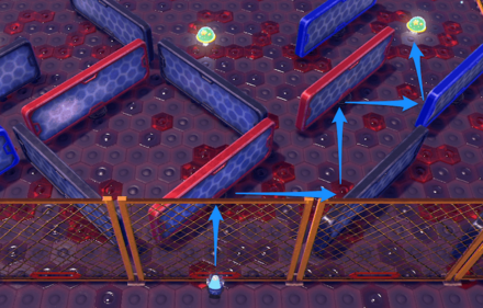 中央から投げるカッターの軌道画像