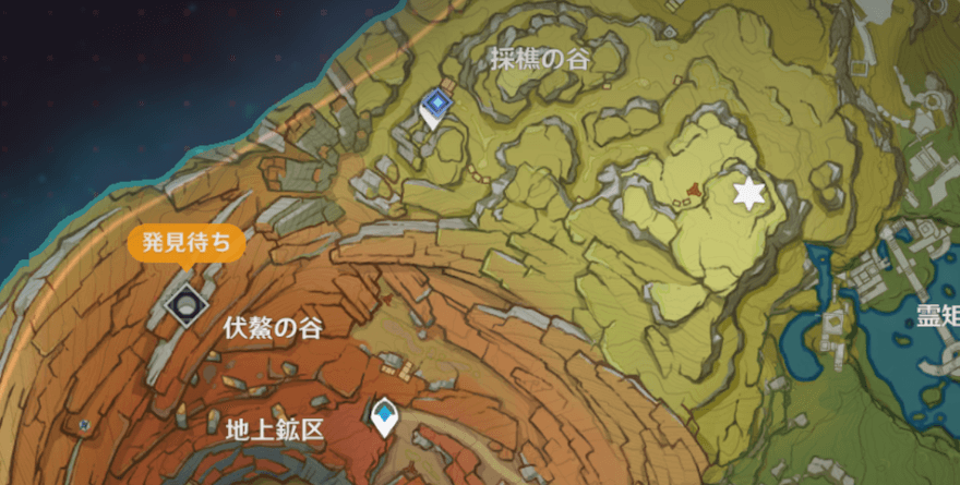 層岩巨淵北の青マーカー箇所で千岩軍の彦博と合流する