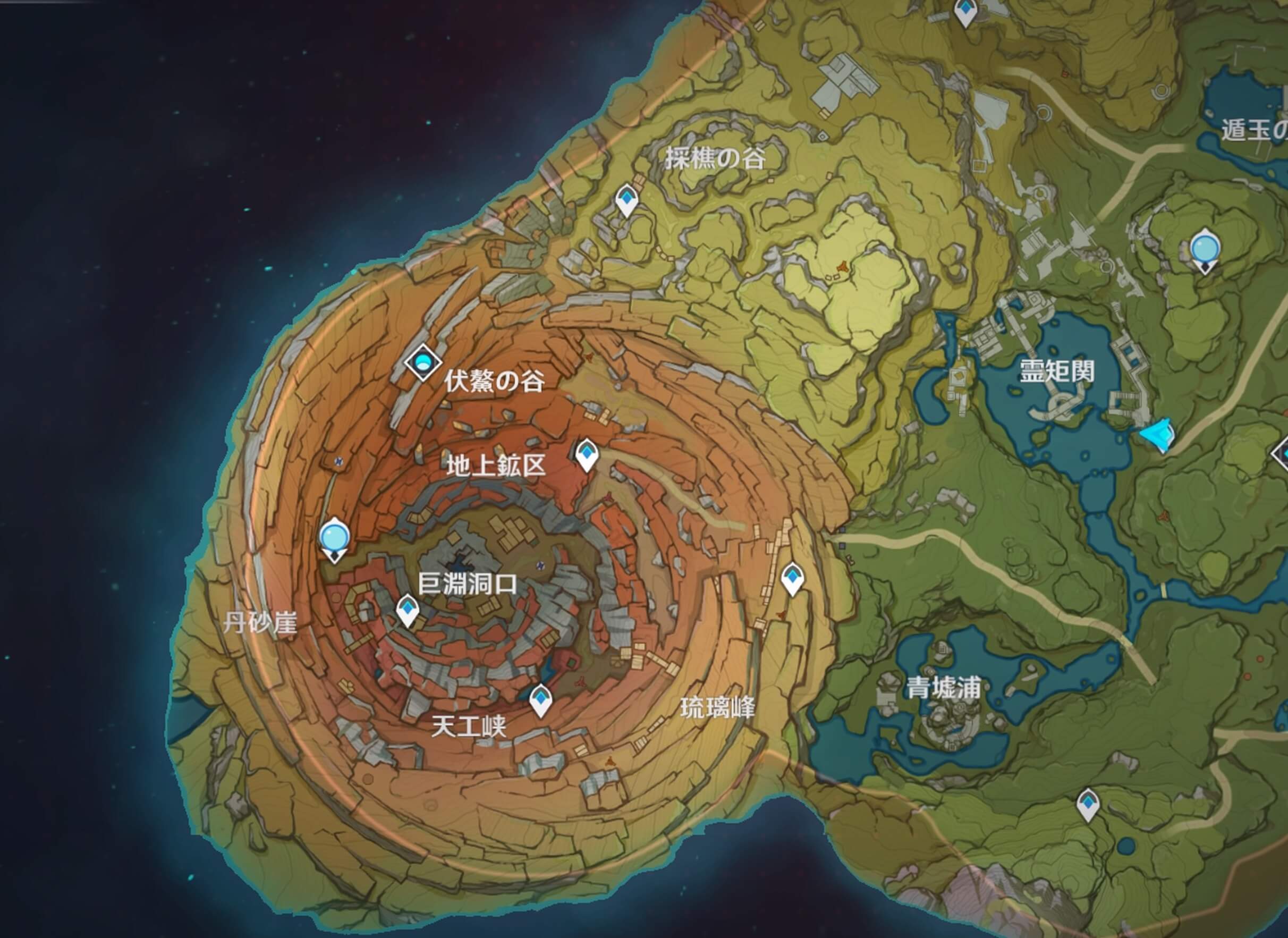 層岩巨淵-地上鉱区