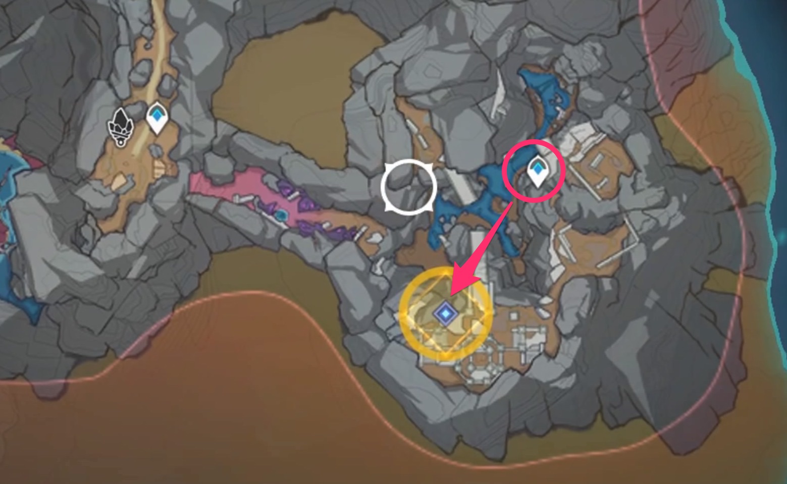 嶮しき石堂から南にあるワープポイントに向かう