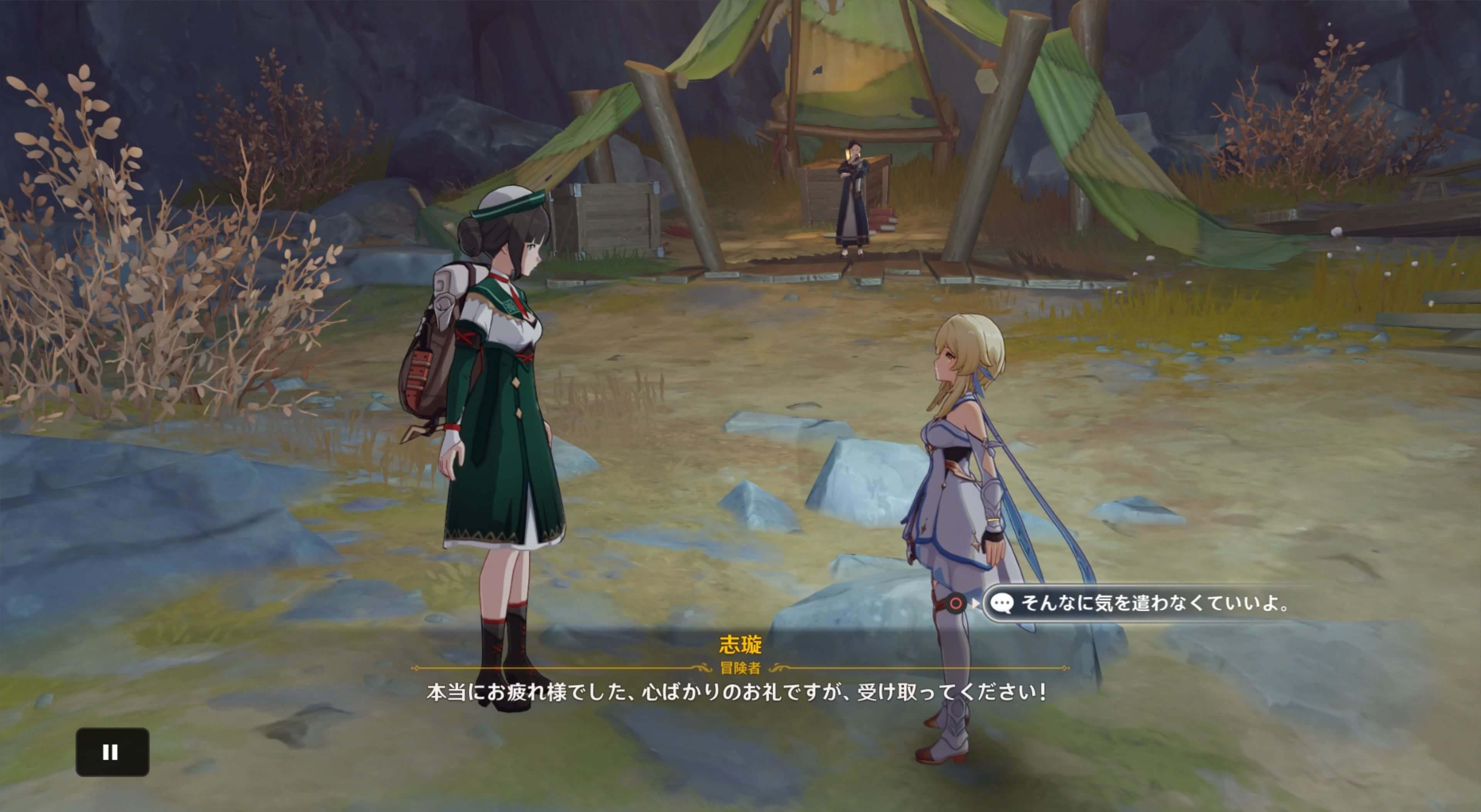 探検隊の拠点に戻り志璇に話かけ任務終了