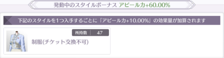 特定のスタイルを所持しているとアピール力上昇