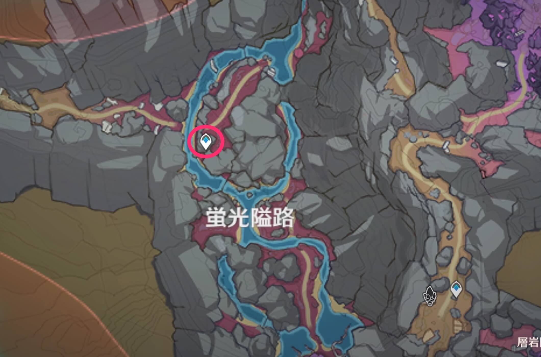 蛍光隘路のワープポイントに移動する