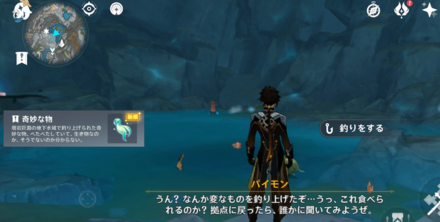 奇妙な物は地下湿原の釣りポイントで入手可能