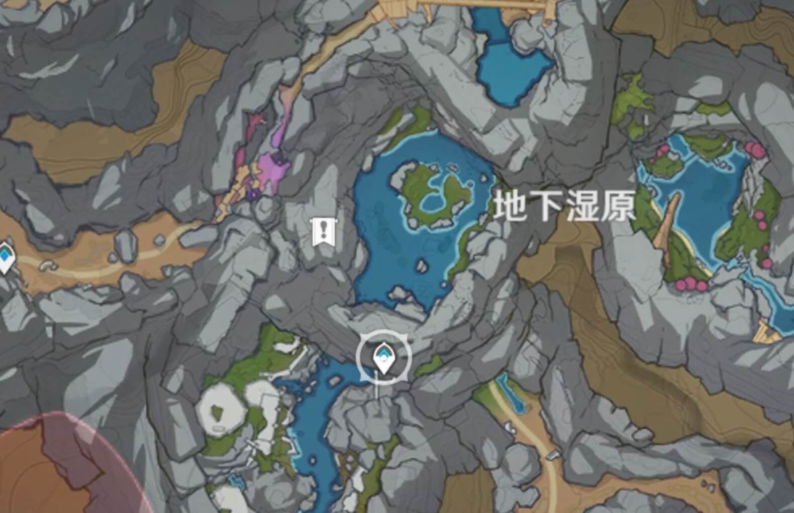 地下湿原のワープポイントに向かう