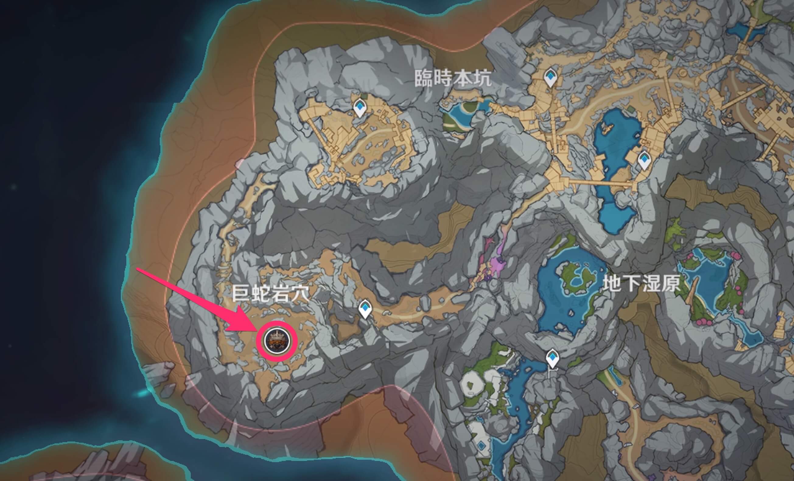 層岩巨淵の地下鉱区に出現