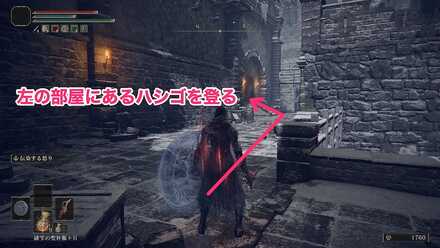 左の部屋にあるハシゴを登る