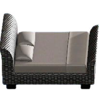 ラタンのベッドのブラックの画像