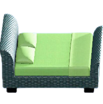 ラタンのベッドのグレーの画像