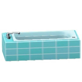 バスタブのライトブルーの画像