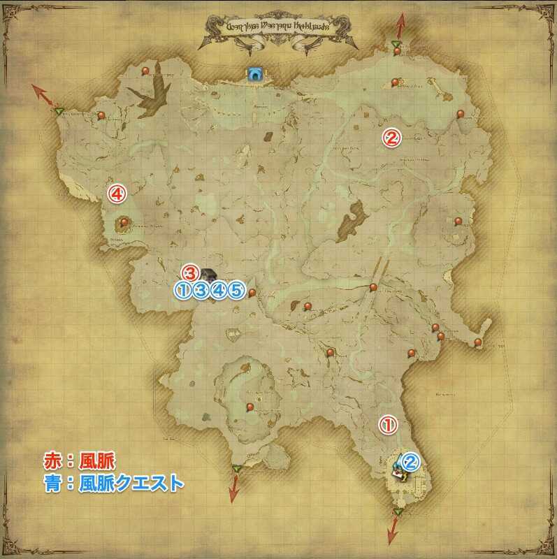 クルザス西部高地風脈マップ