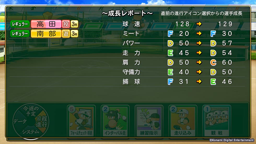 栄冠ナインの成長レポート