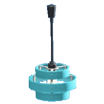 ウッドシェードランプのブルーの画像