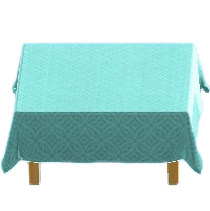 クロスつきテーブルのライトブルーの画像