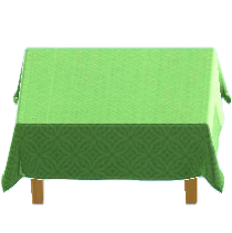 クロスつきテーブルのライトグリーンの画像
