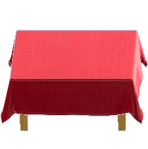 クロスつきテーブルのレッドの画像