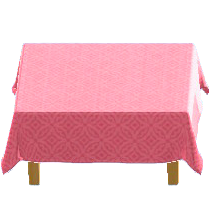 クロスつきテーブルのピンクの画像